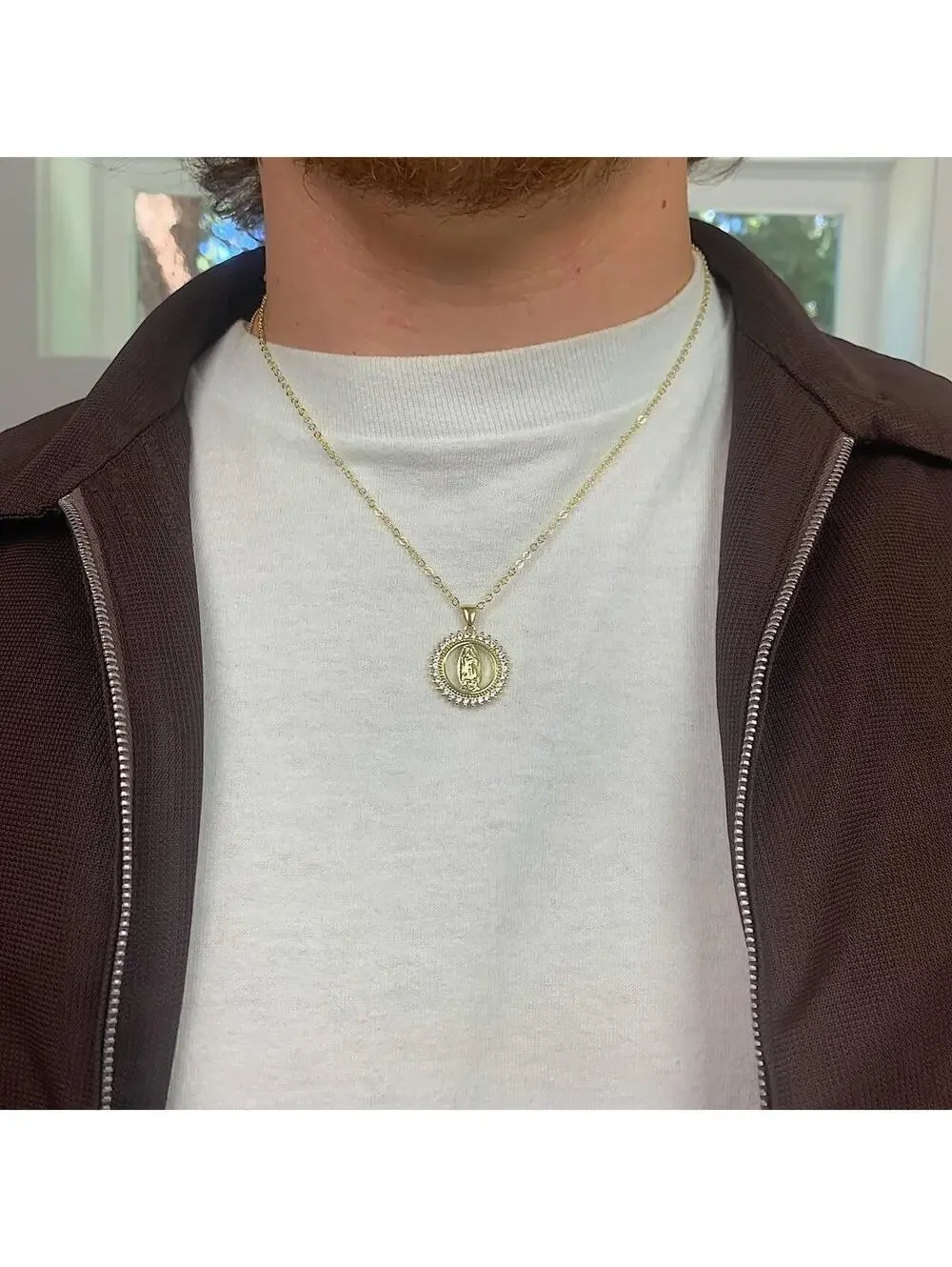 Vintage Y2K Gold Rhinestone Circle Chain Necklace